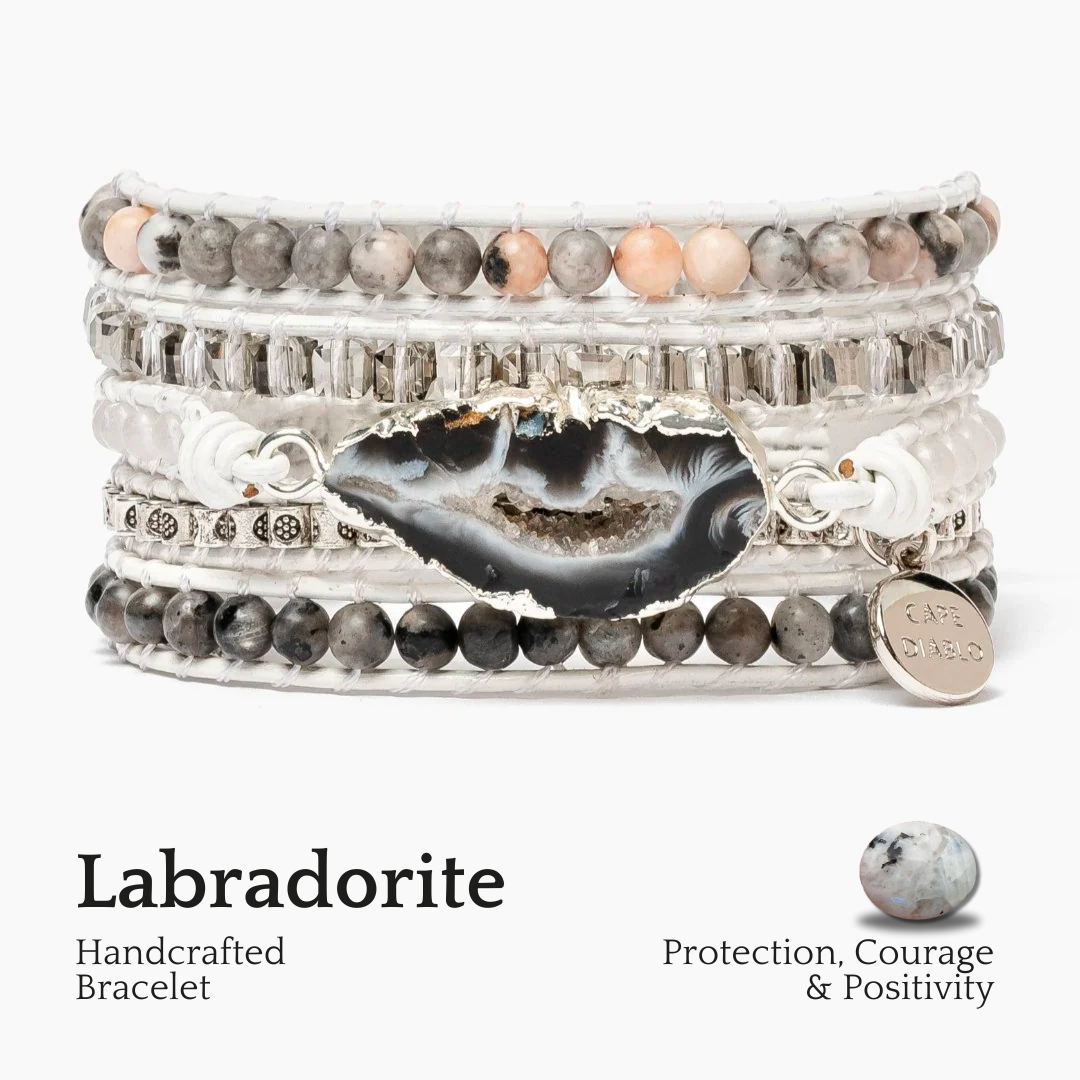 Bracelet enveloppant en labradorite blanche