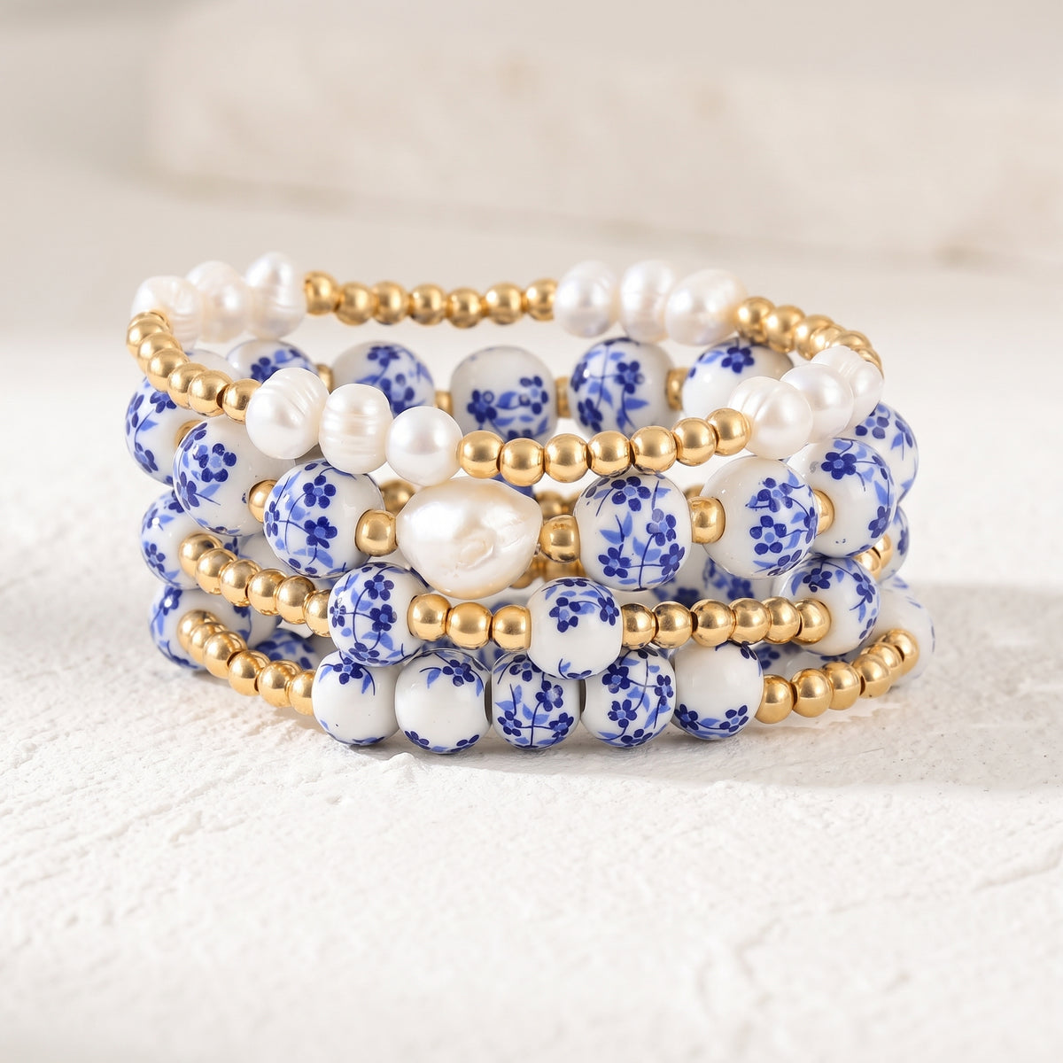 Porcelain-Garten-Saphirblüten-Armbandset