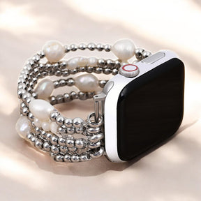 Bracelet extensible en perle et argent pour Apple Watch