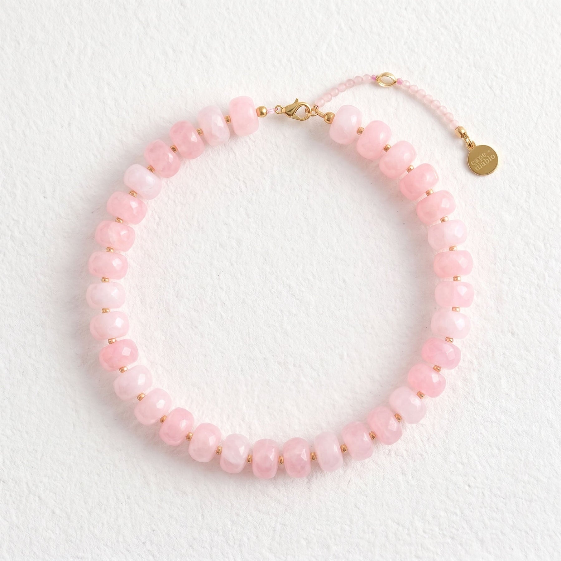 Collier Chunky Blush Dream en quartz rose