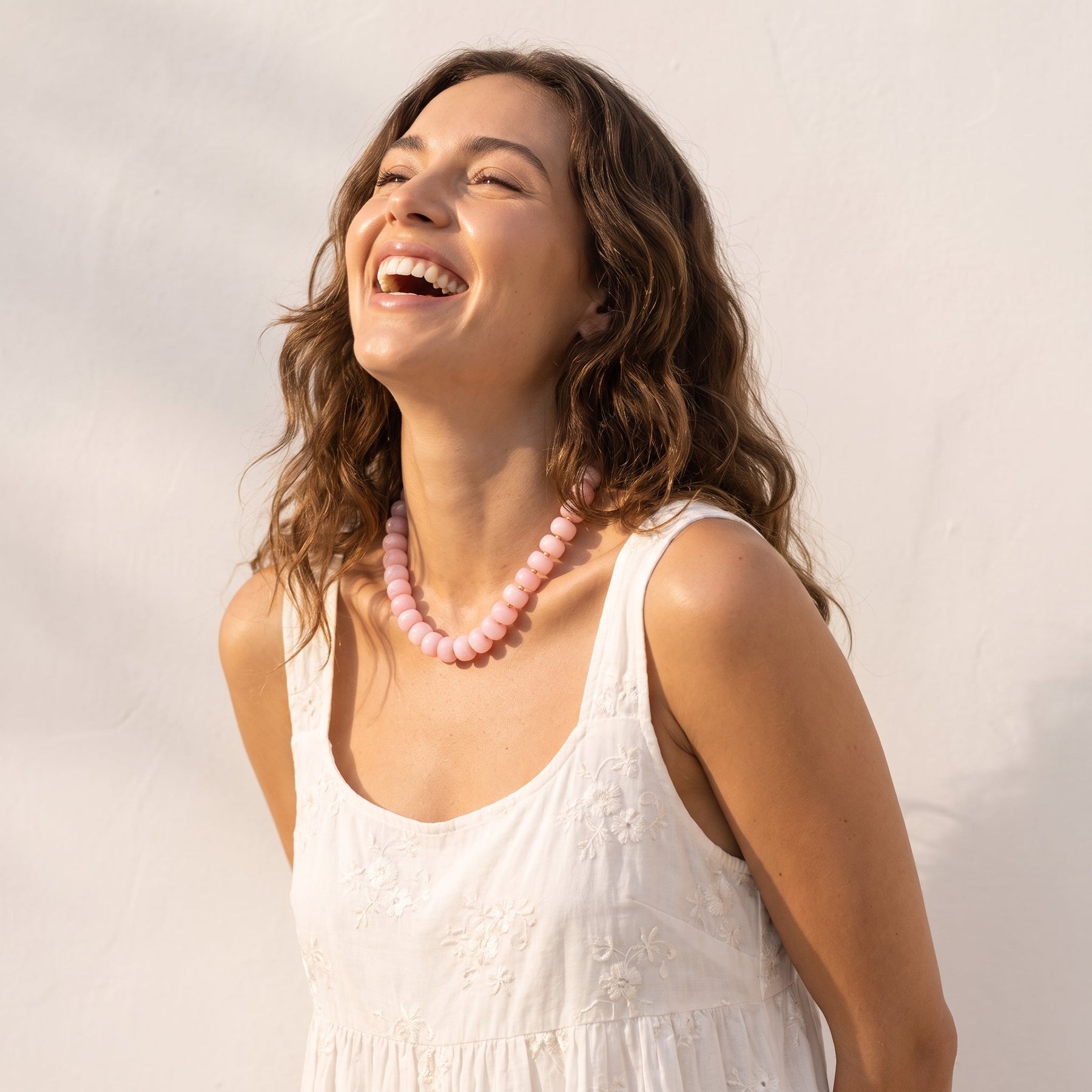 Collier Chunky Blush Dream en quartz rose