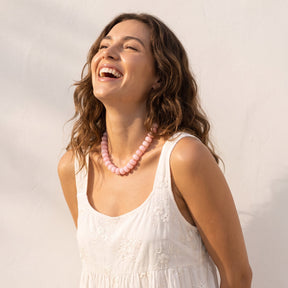 Collier Chunky Blush Dream en quartz rose