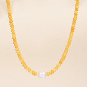 Collier de perles en citrine dorée
