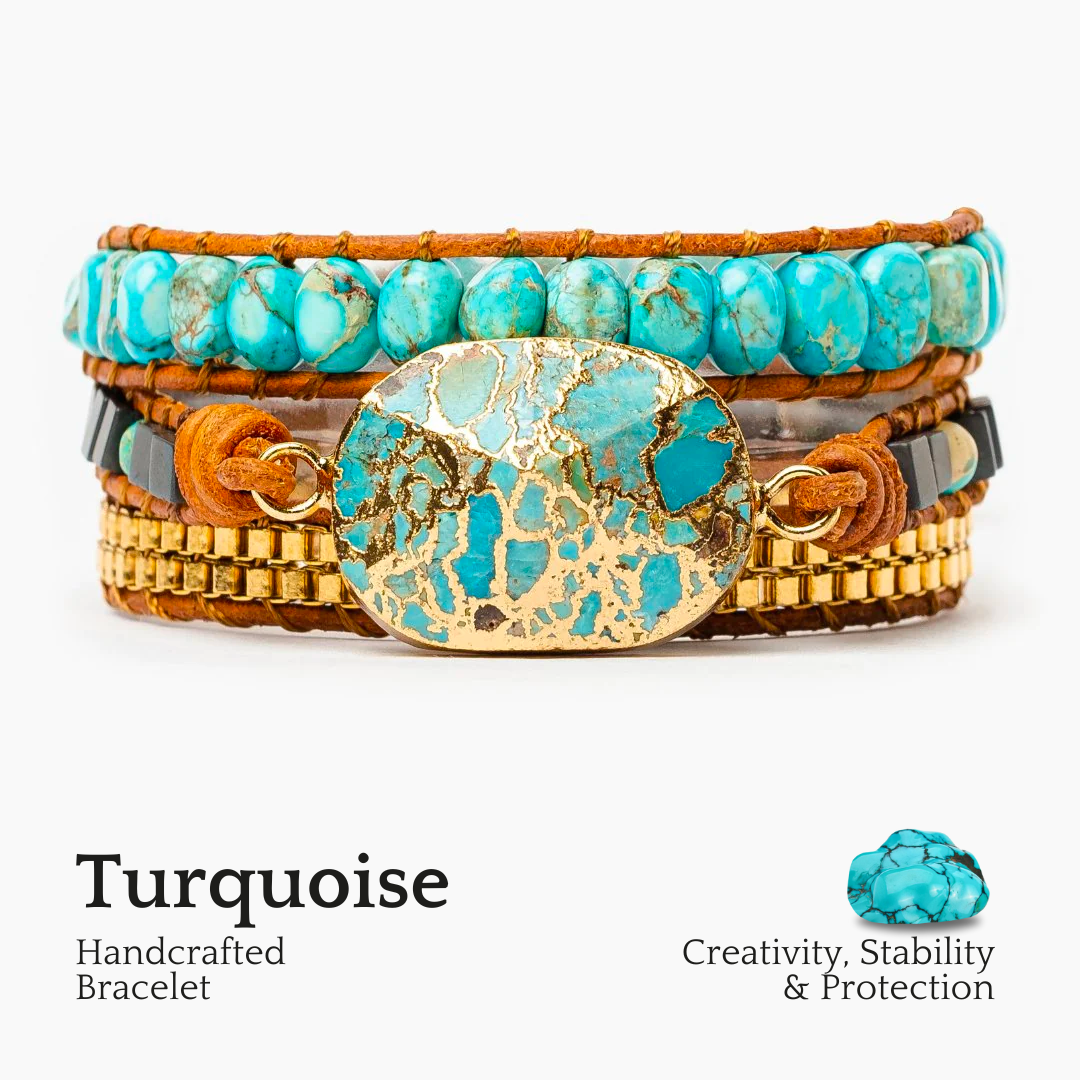 Türkisfarbenes beruhigendes Energie-Wickelarmband