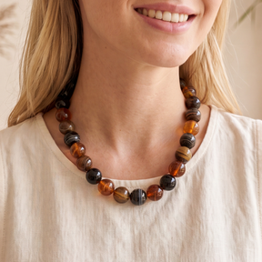 Collier épais en perles marron