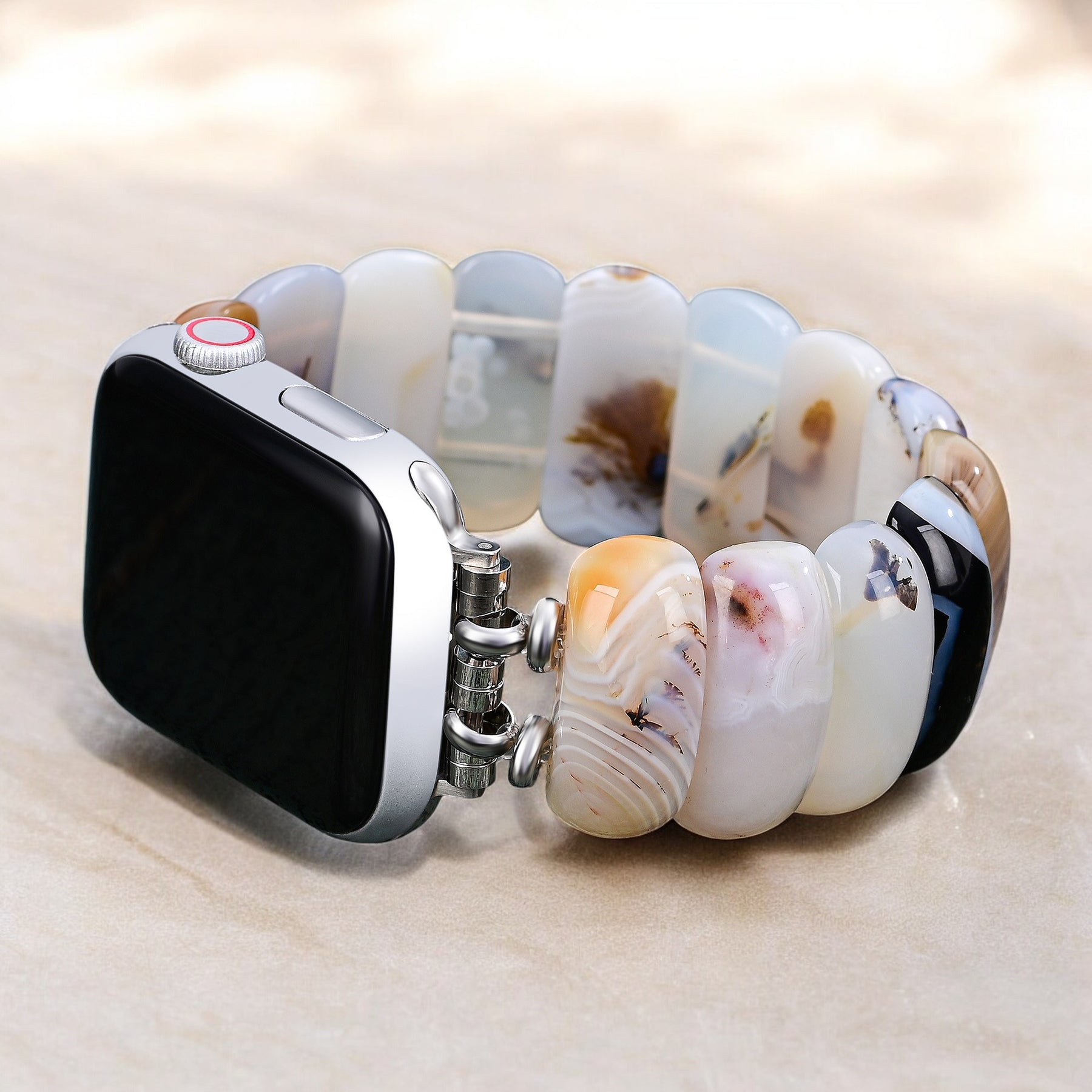 Elfenbein-Dünenachat Stretch Apple Watch Armband