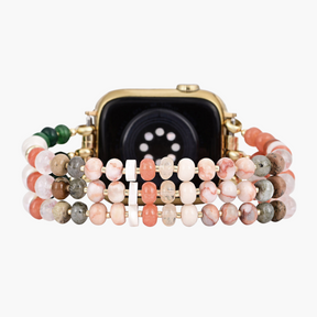 Coral Natural Stone Stretch Apple Watch Armband