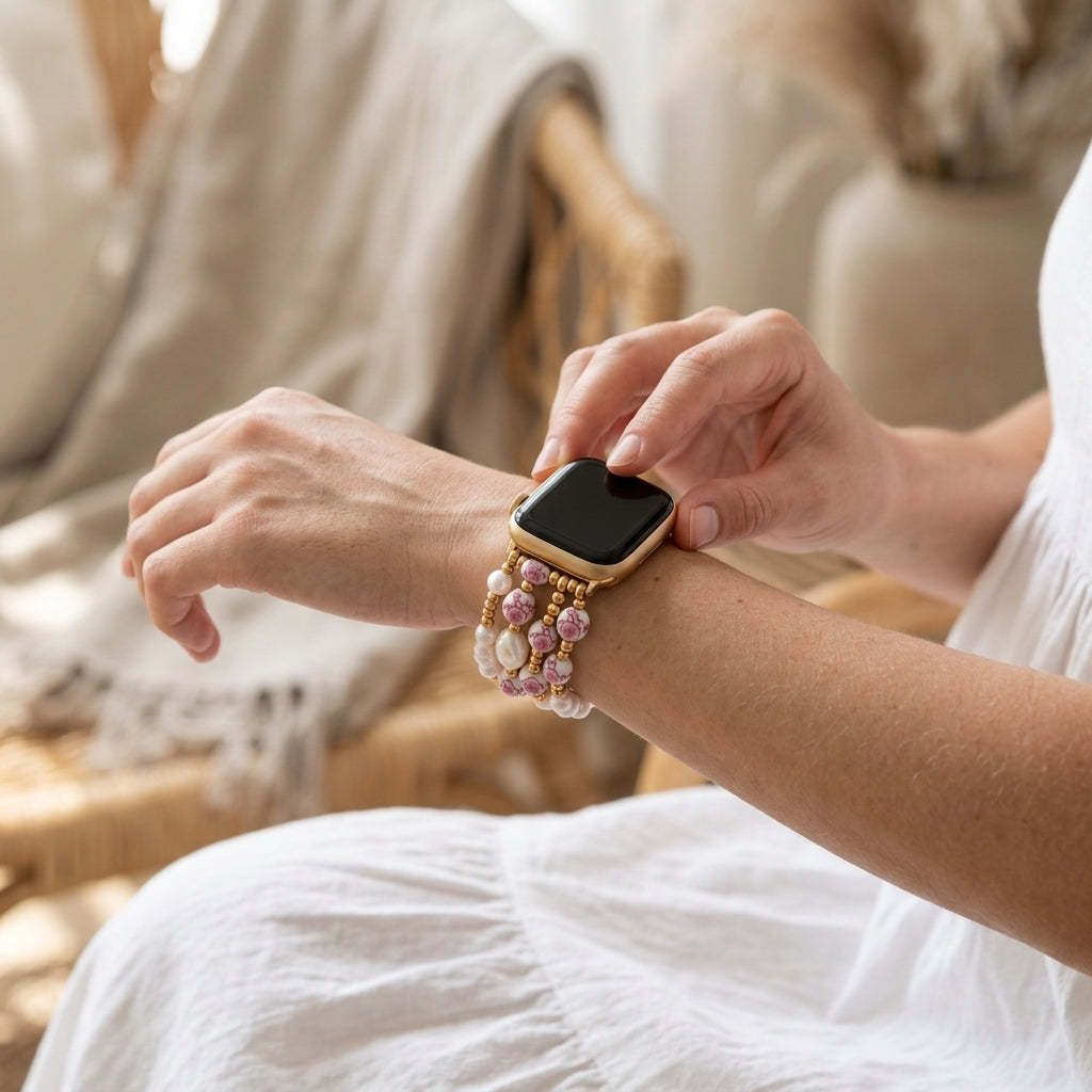 Porcelain-Garten-Kirschblüten-Armband für die Apple Watch