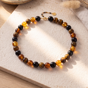 Collier épais en perles marron