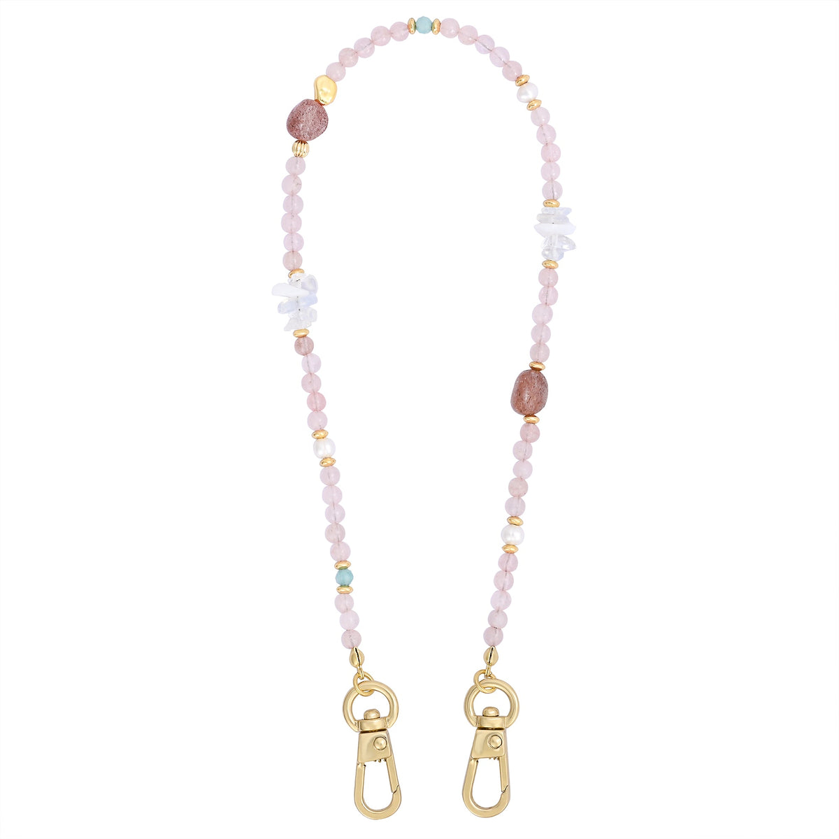 Chaîne de téléphone avec breloque en quartz rose