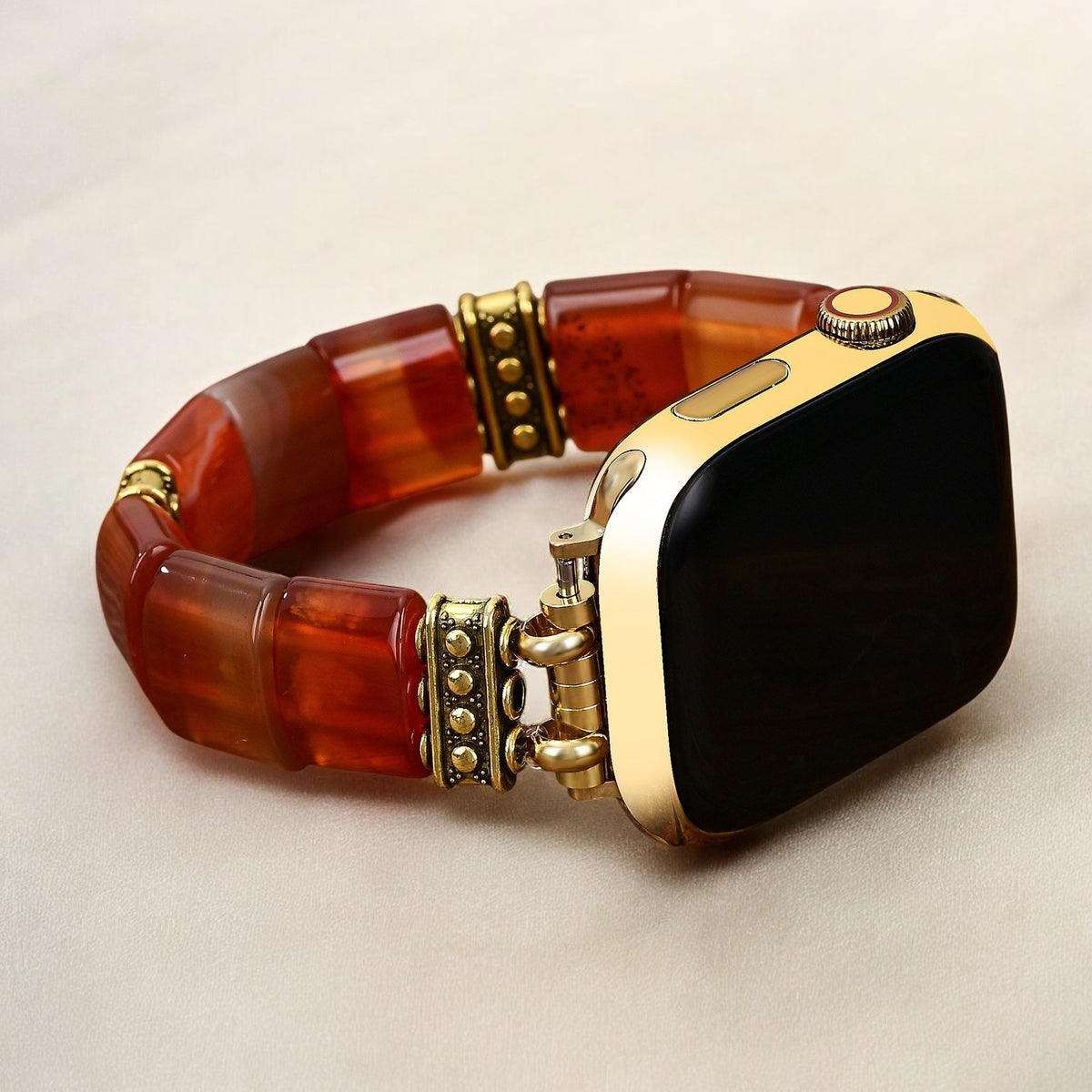 Serene Flame Agate Stretch Apple Watch Armband