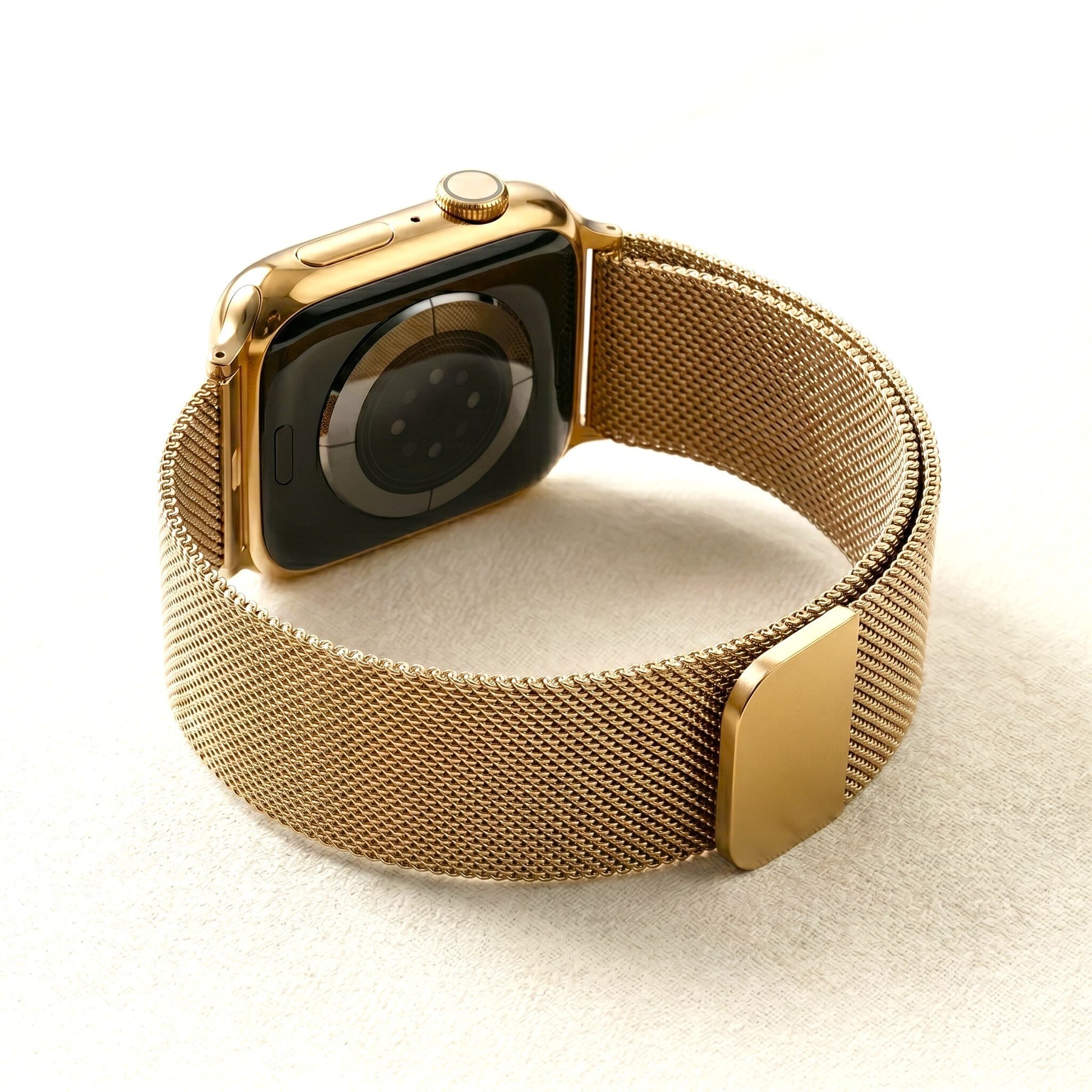 Bracelet extensible de luxe en acier doré pour Apple Watch