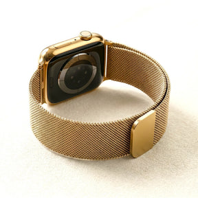 Bracelet extensible de luxe en acier doré pour Apple Watch