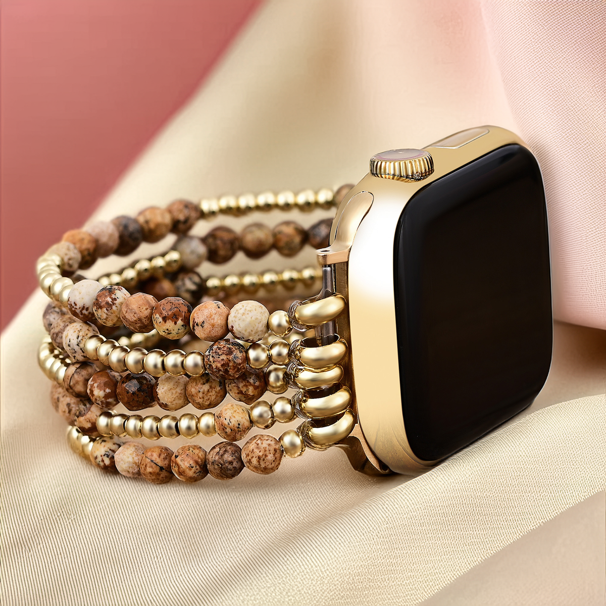 Bracelet extensible Golden Earth Jasper pour Apple Watch