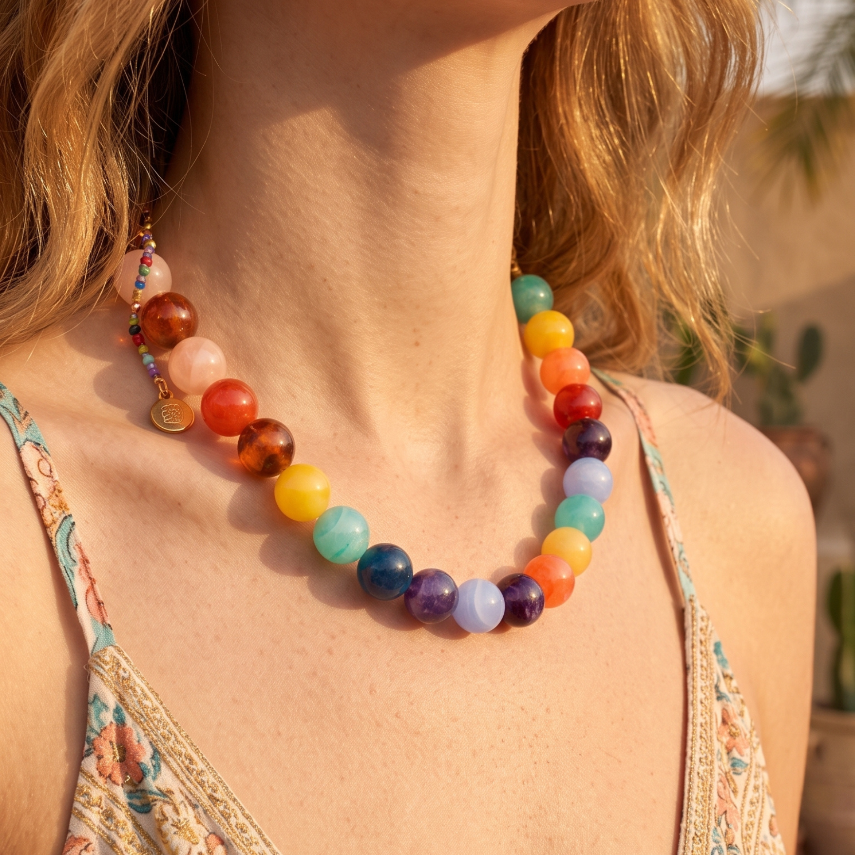 Chunky Regenbogen Perlenkette