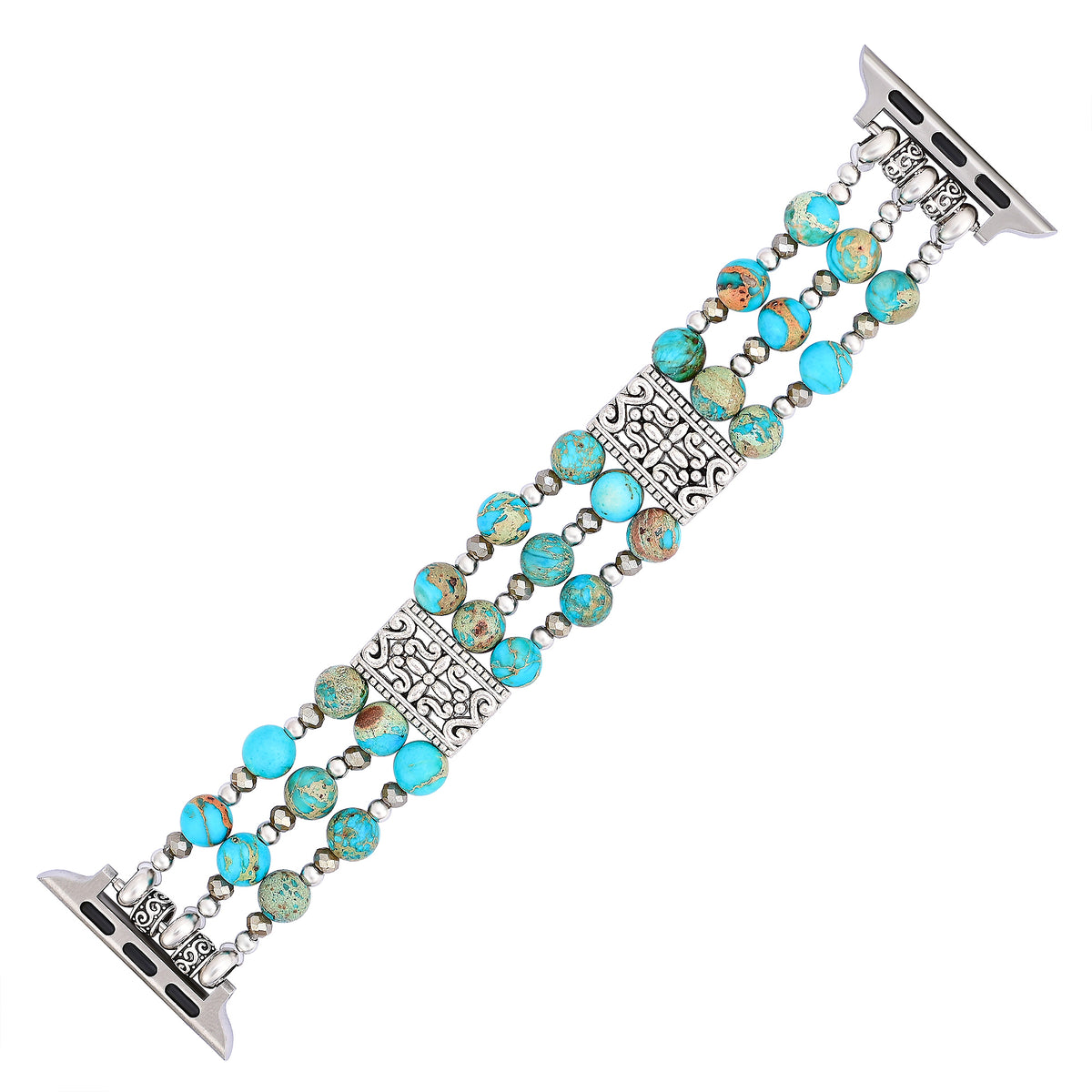Bracelet extensible artisanal en esprit turquoise pour Apple Watch