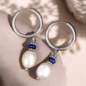 Boucles d'oreilles créoles en perles et agates Golden Grace