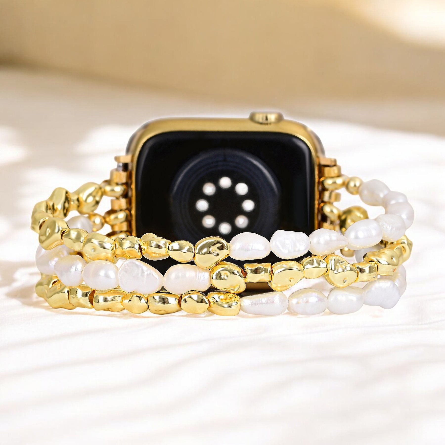 Golden Pearl Stretch Apple Watch Armband