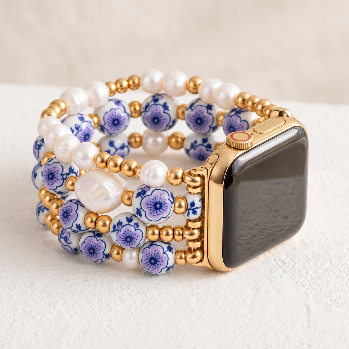 Porcelain-Garten-Lavendelblüten-Armband für die Apple Watch