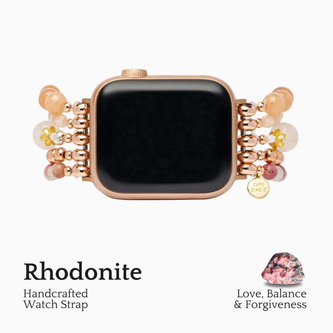 Stretch-Armband Apple Watch in Burgunderrot mit Rosenmuster