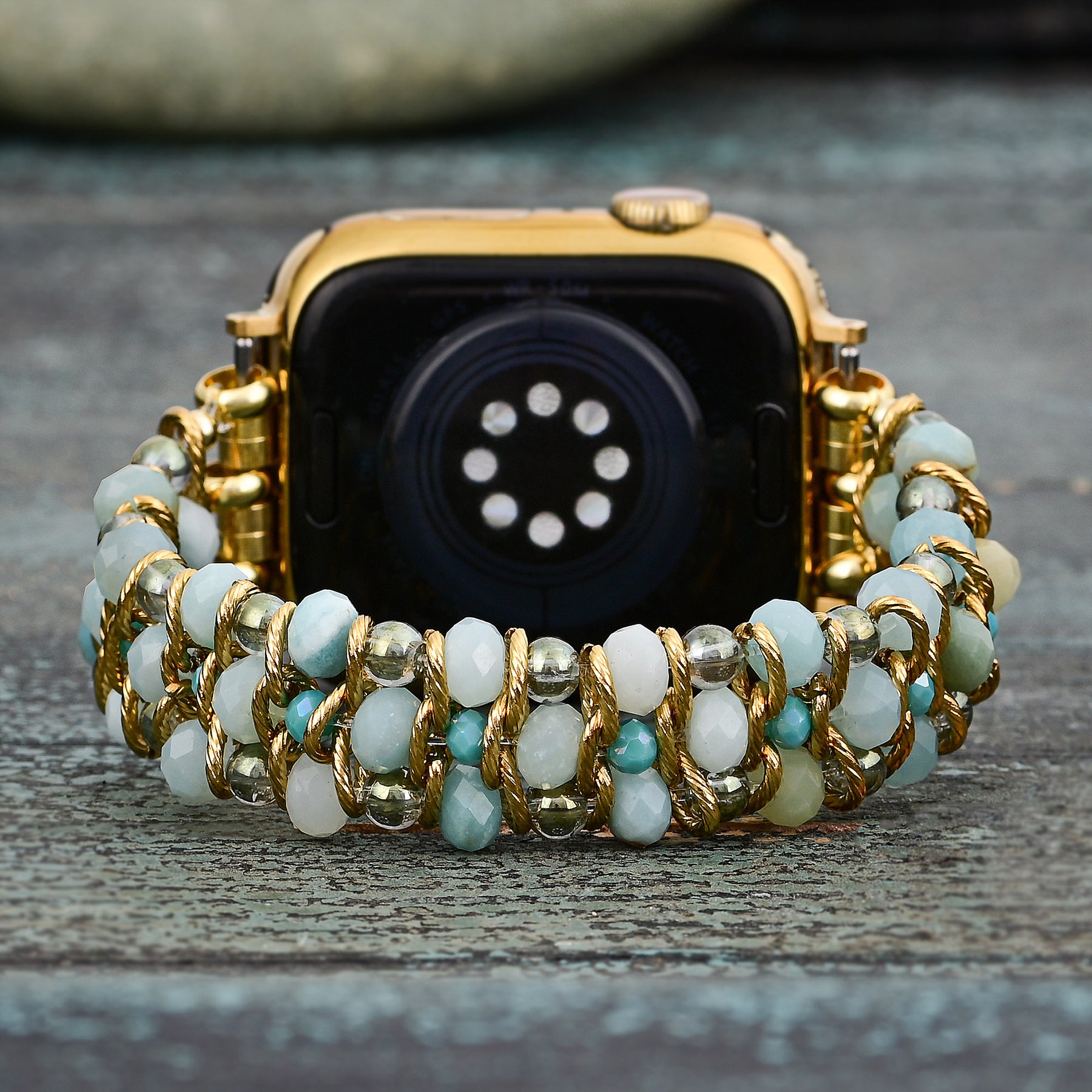 Bracelet tressé Apple Watch en amazonite rêve