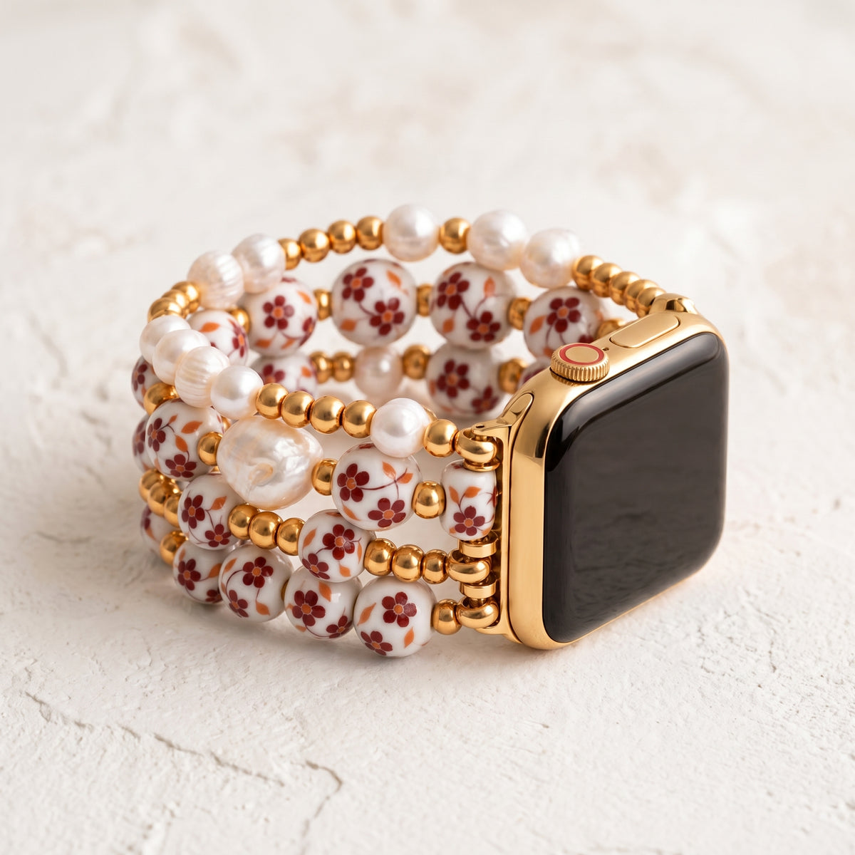 Porcelain-Garten-Herbstblüten-Armband für die Apple Watch