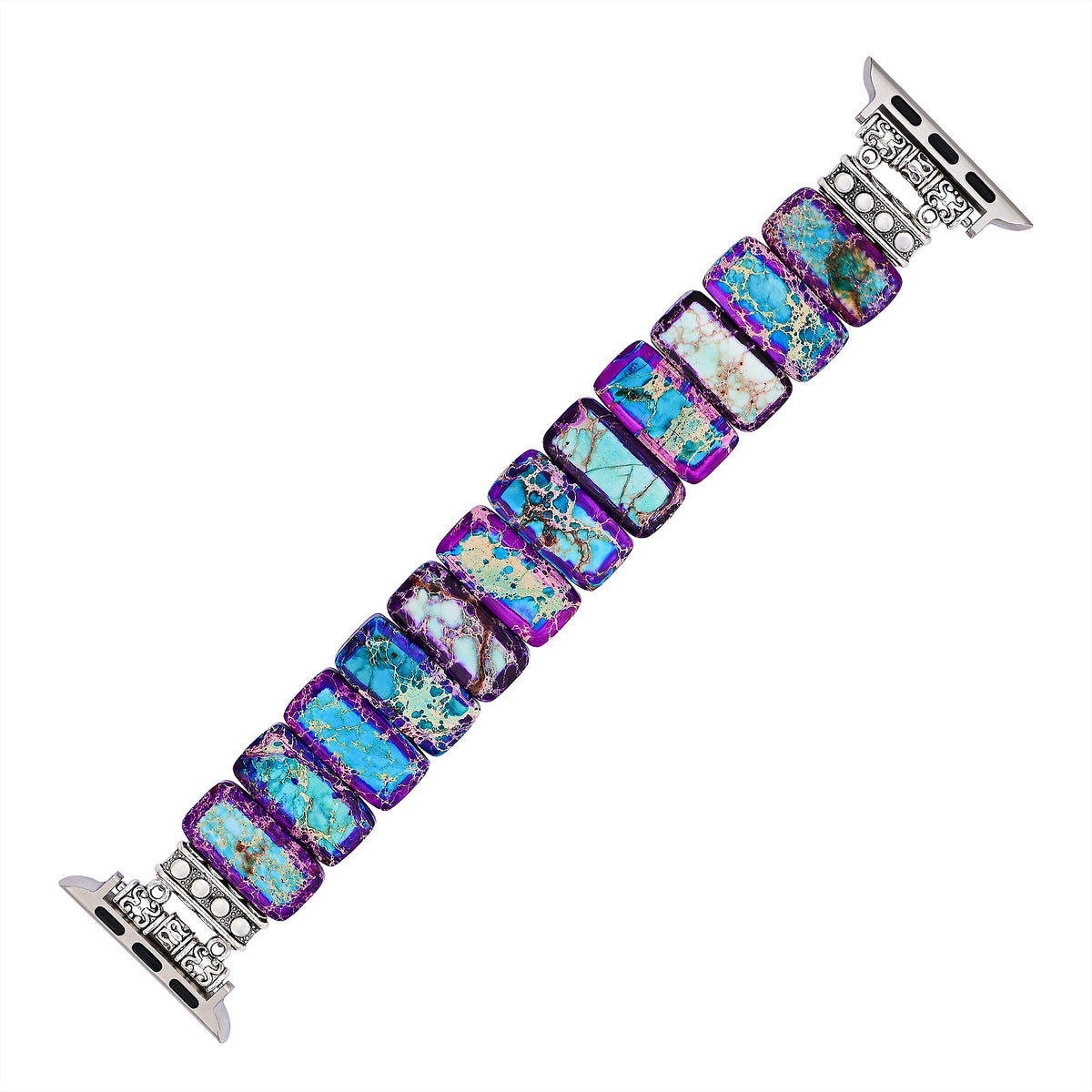 Bracelet extensible en jaspe tibétain majestueux pour Apple Watch