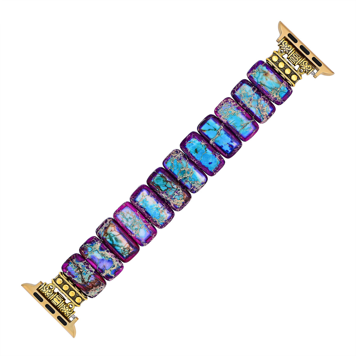 Bracelet extensible en jaspe tibétain majestueux pour Apple Watch