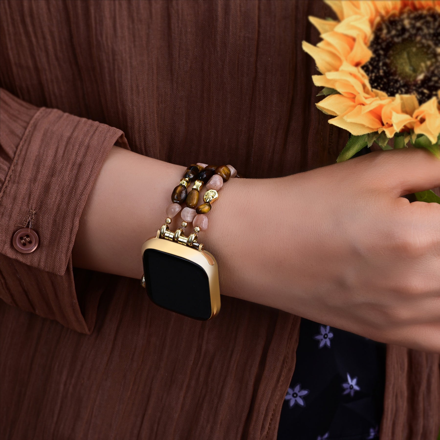 Golden Glowcore Stretch Apple Watch Armband