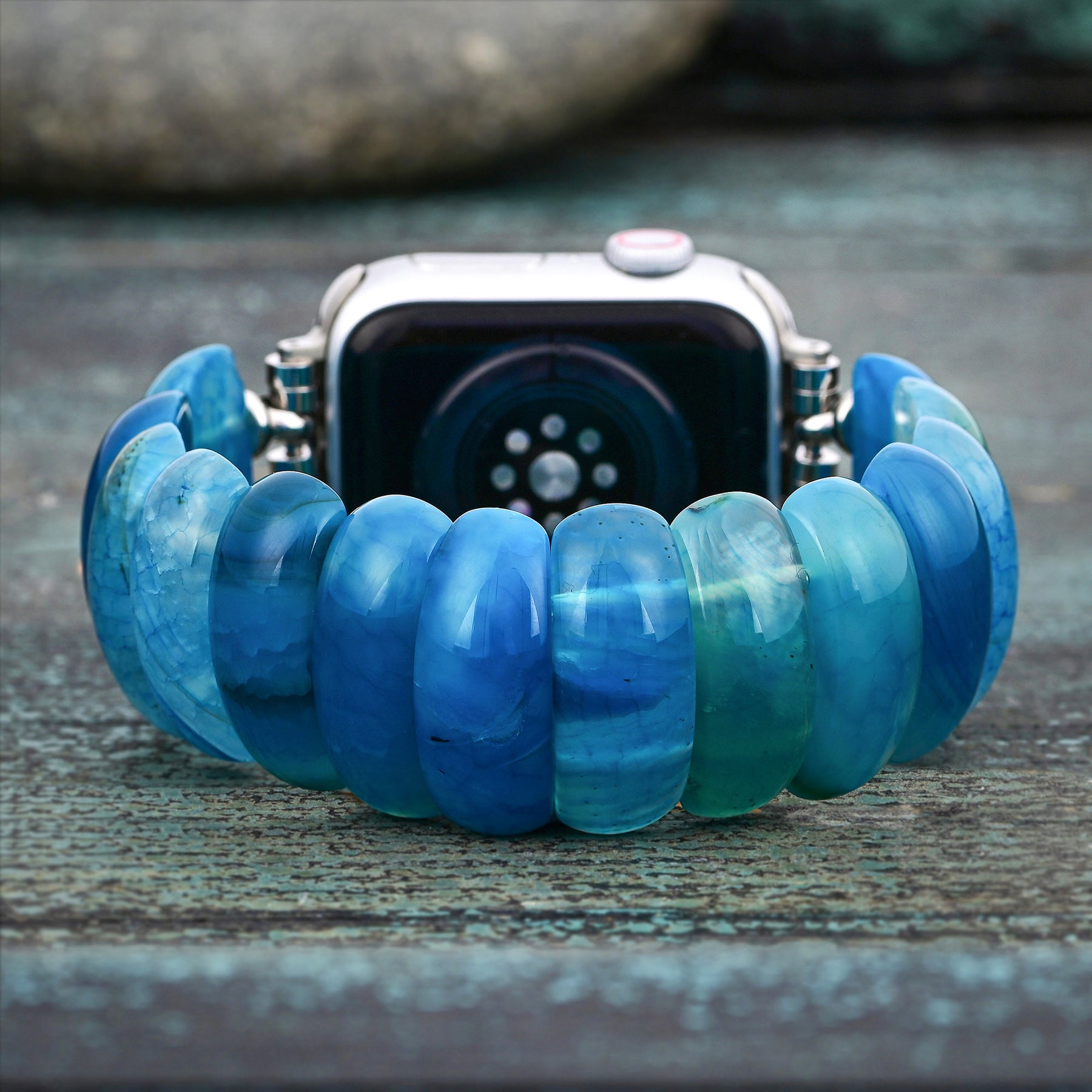 Bracelet extensible en agate Ocean Essence Apple Watch