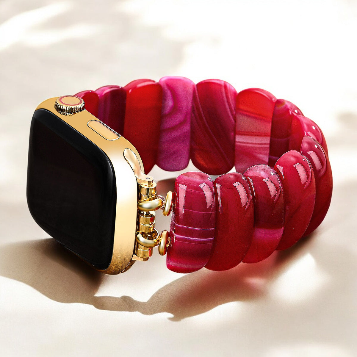 Bracelet extensible en agate Mirage Cramoisi pour Apple Watch