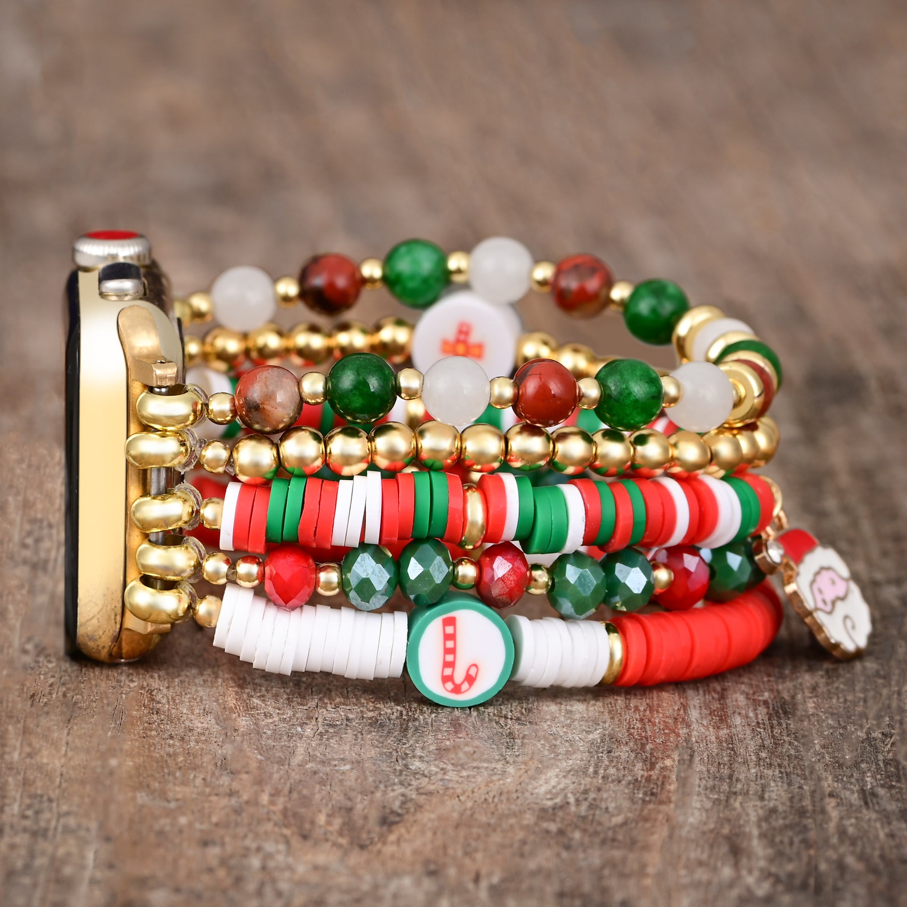 Stretch-Armband Apple Watch mit Santa-Glitzer-Motiv