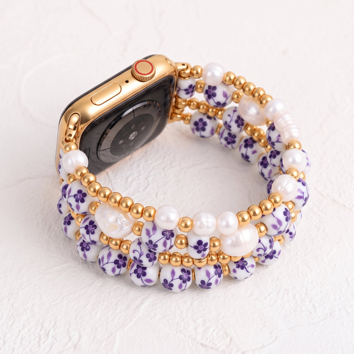 Bracelet Apple Watch Porcelain Garden Violet Bloom