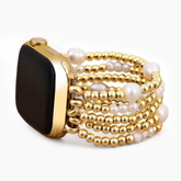 Bracelet extensible Apple Watch en or et perle
