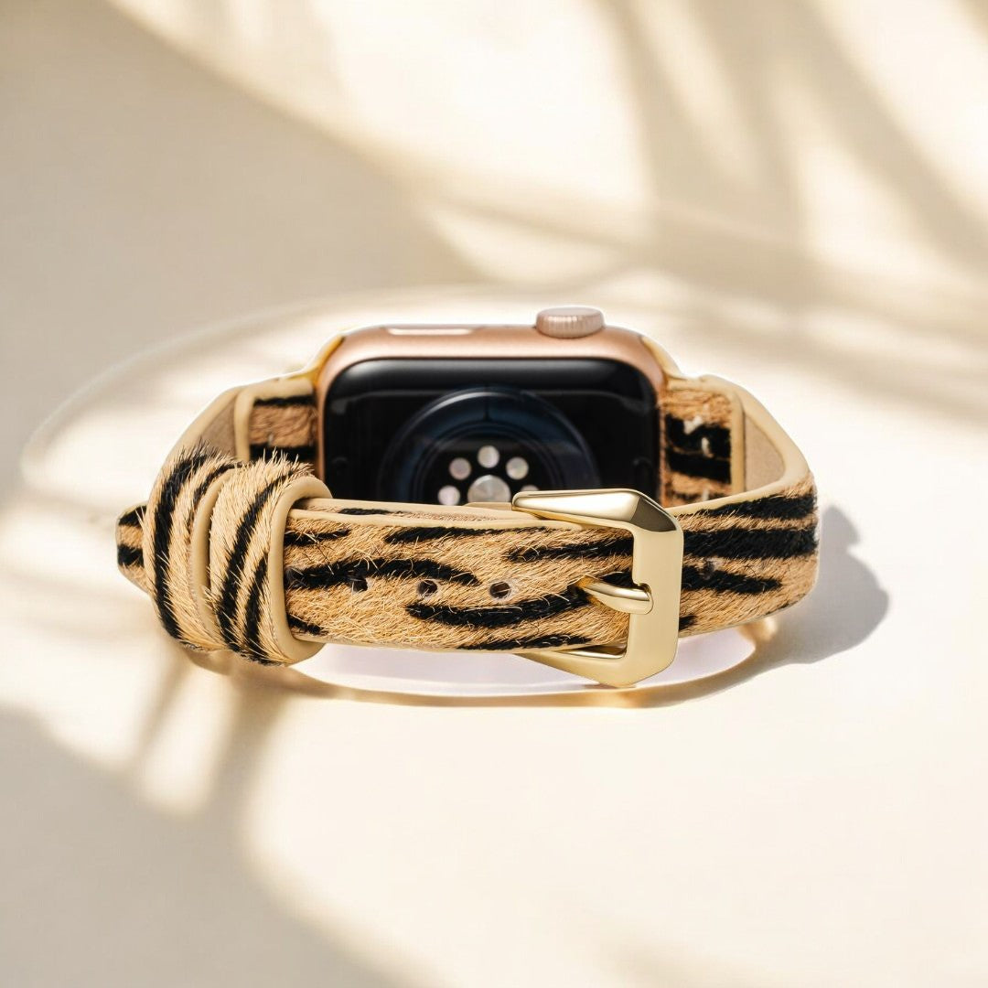 Elegantes Streifen-Lederarmband für Apple Watch