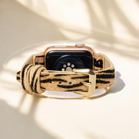 Elegante Streifen Leder Apple Watch Armband
