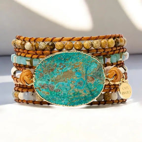 Armband aus blauem Erdjaspisstein