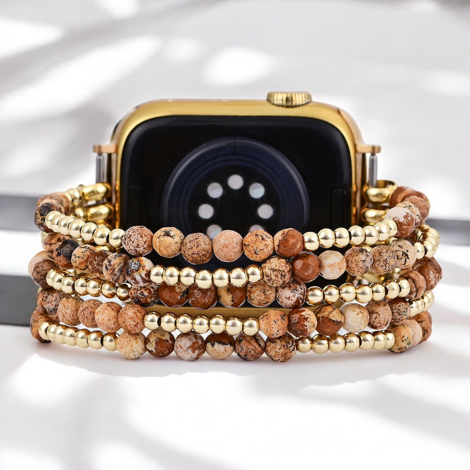 Bracelet extensible Golden Earth Jasper pour Apple Watch
