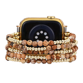 Stretch-Armband Apple Watch Golden Earth Jasper“