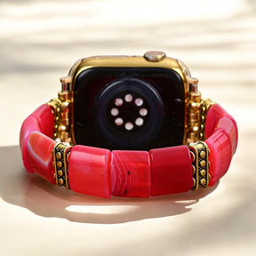 Bracelet extensible en agate Essence de rubis pour Apple Watch