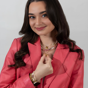Collier avec initiales en forme de bulle dorée