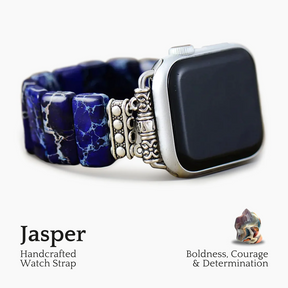 Dunkelblaues tibetisches Jaspis-Stretch-Apple-Watch-Armband