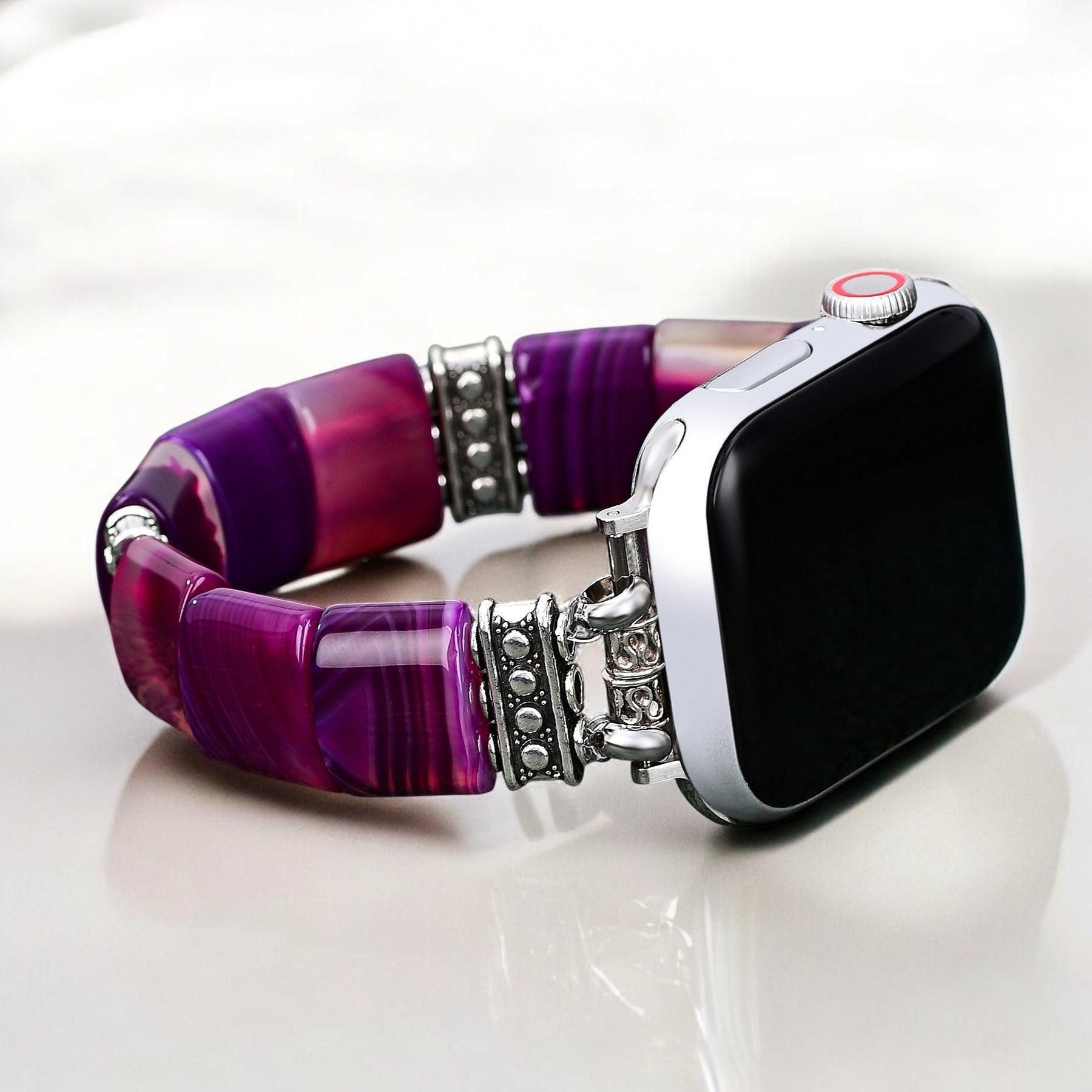 Amethyst Aura Achat Stretch Apple Watch Armband