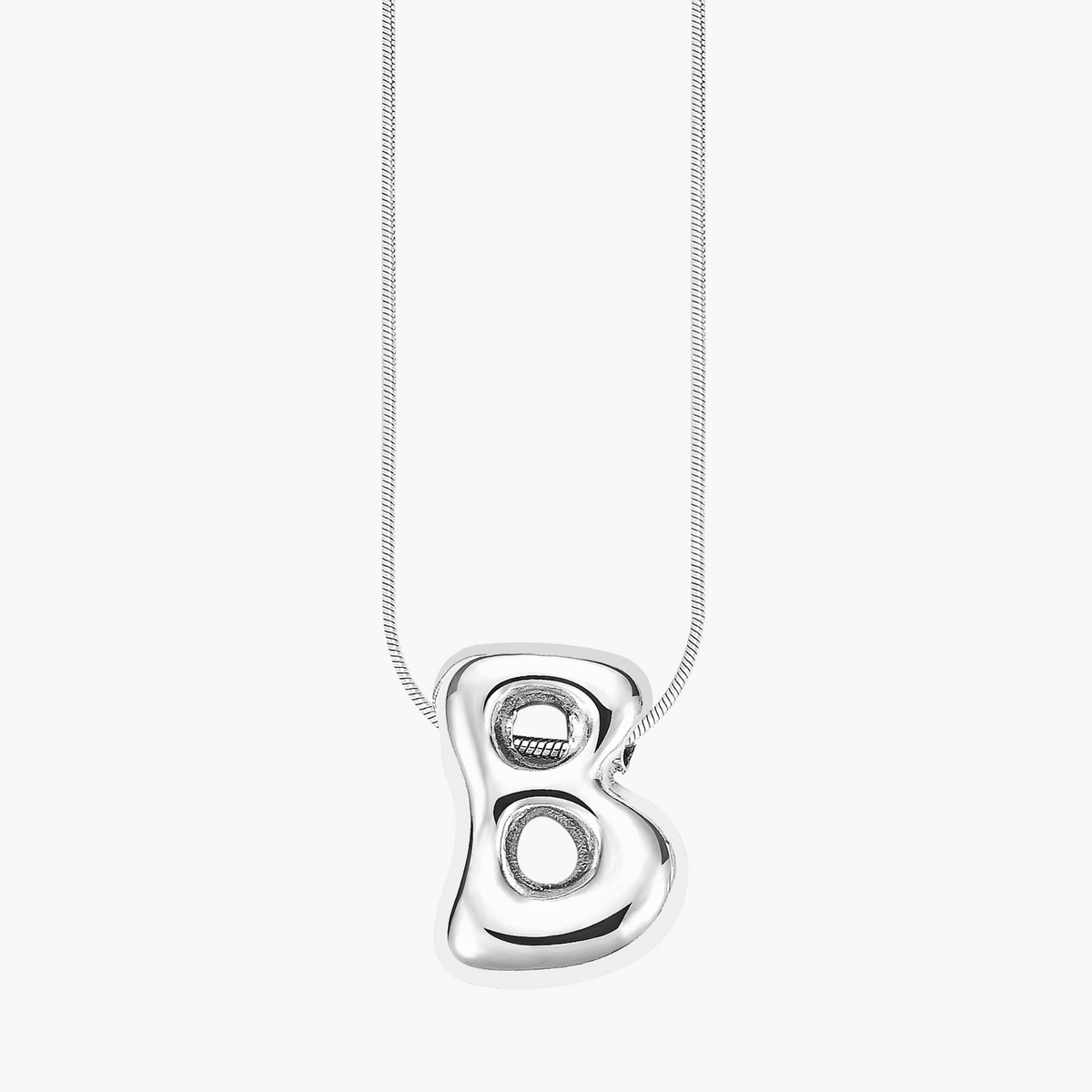 Collier initial en lettres bulles à éclat argenté