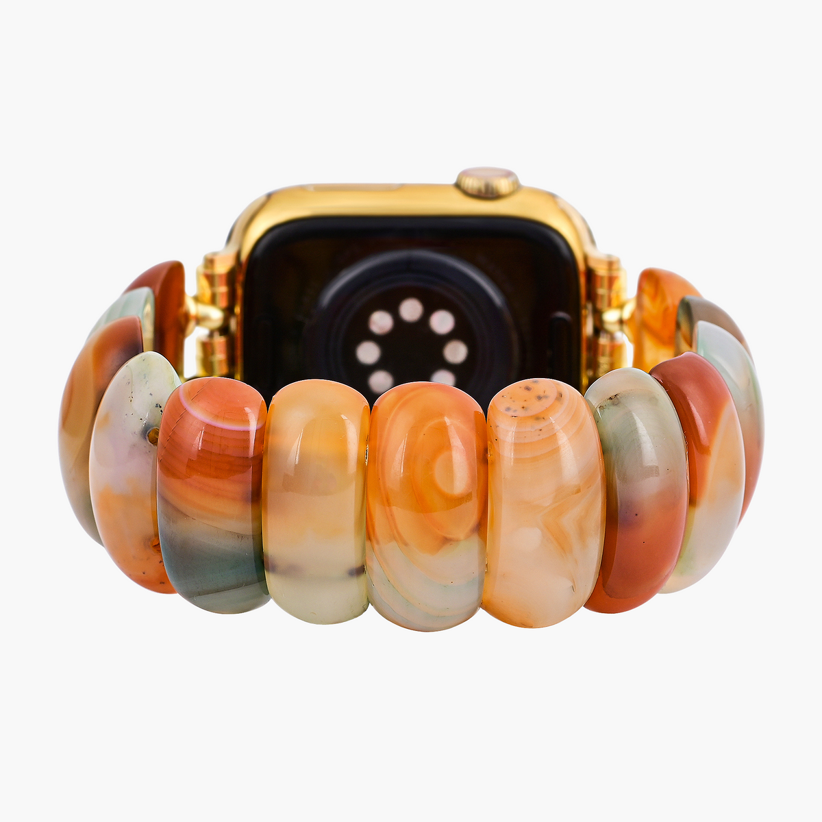 Bracelet Apple Watch en agate dorée au crépuscule