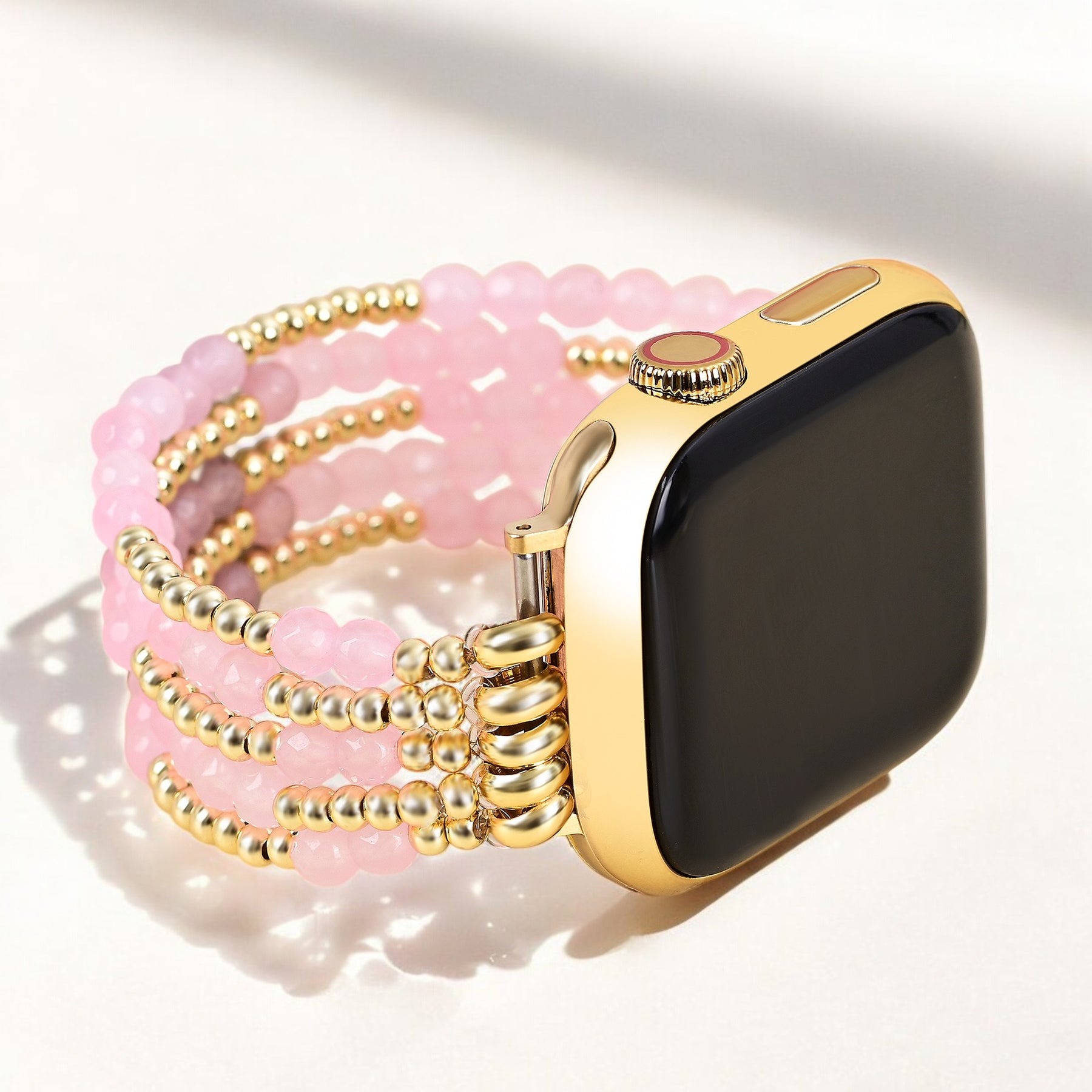 Rosequarz-Strahlkraft Stretch Apple Watch Armband