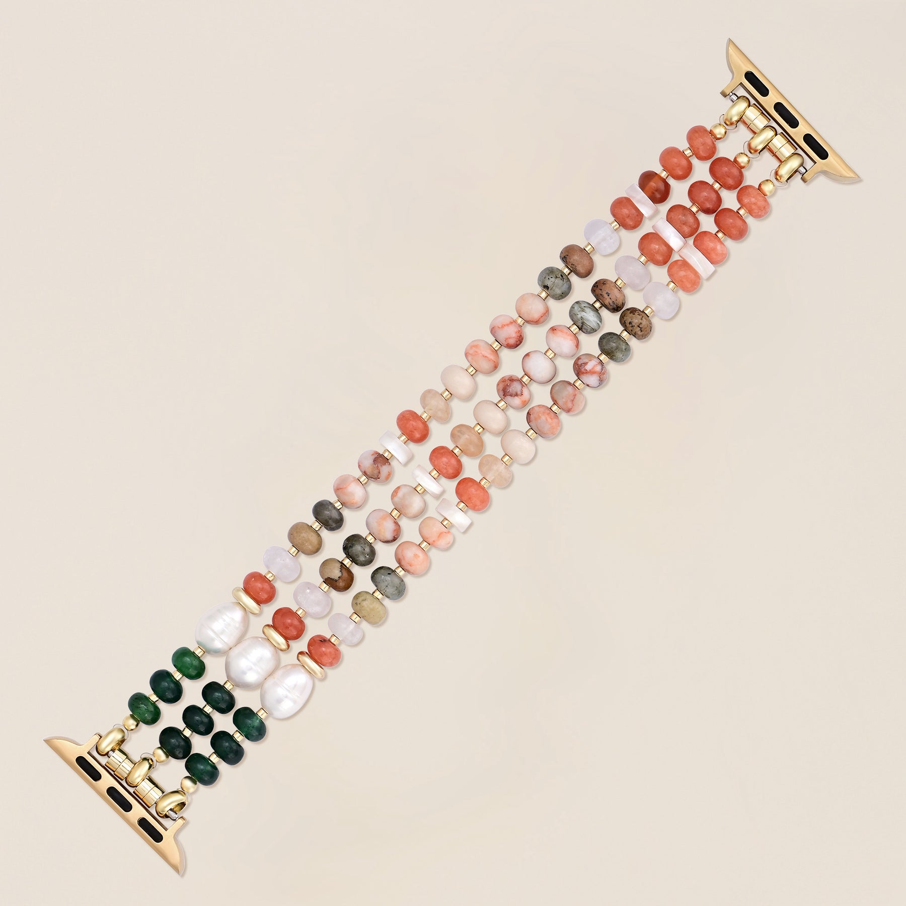 Coral Natural Stone Stretch Apple Watch Armband