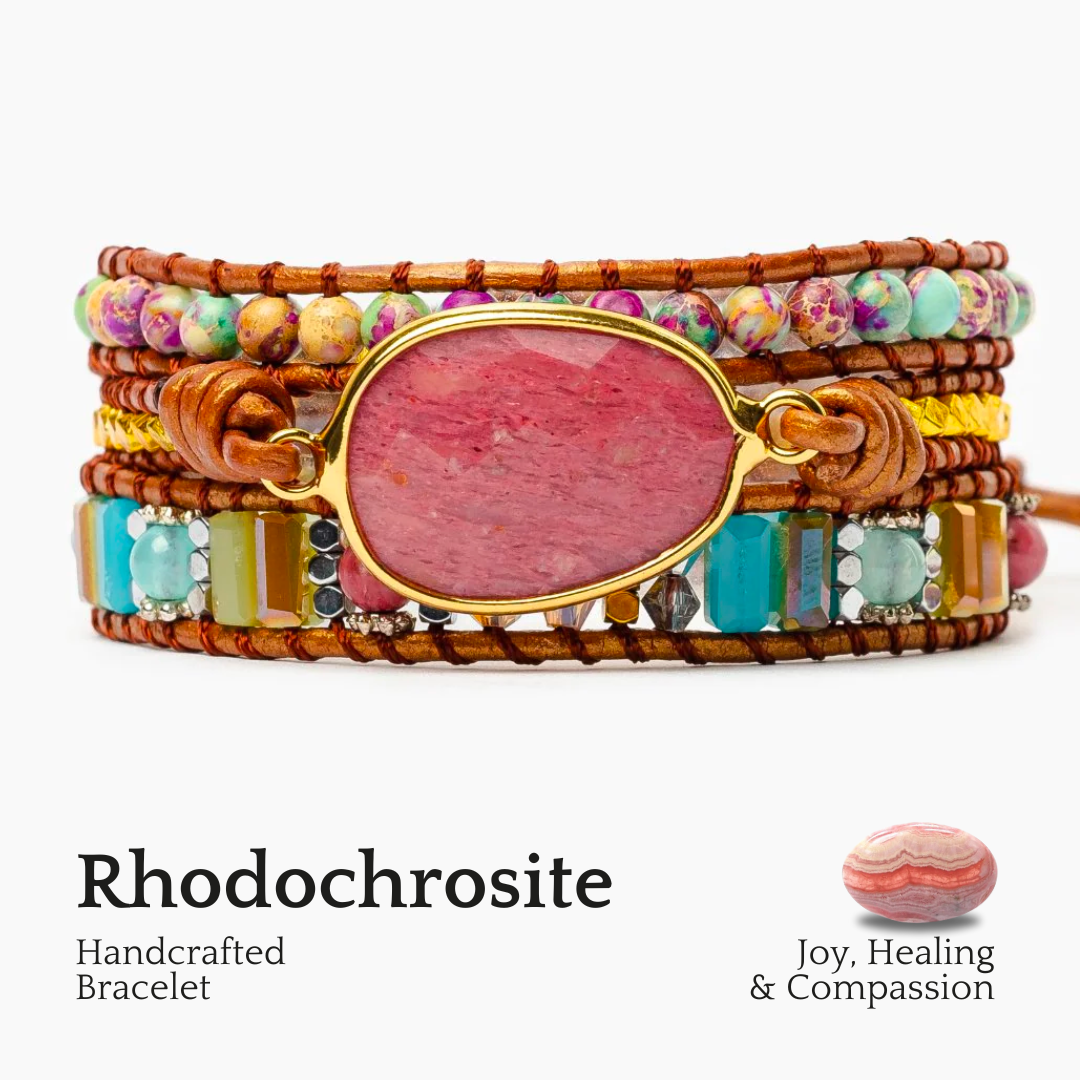 Bracelet enveloppant en rhodochrosite guérissante