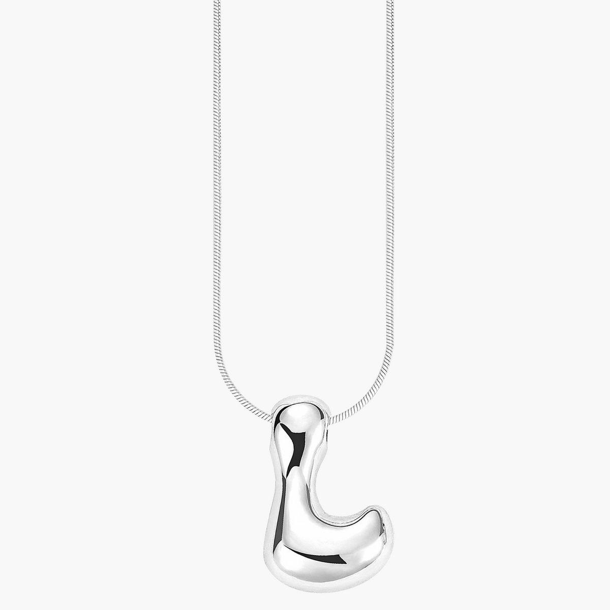 Collier initial en lettres bulles à éclat argenté