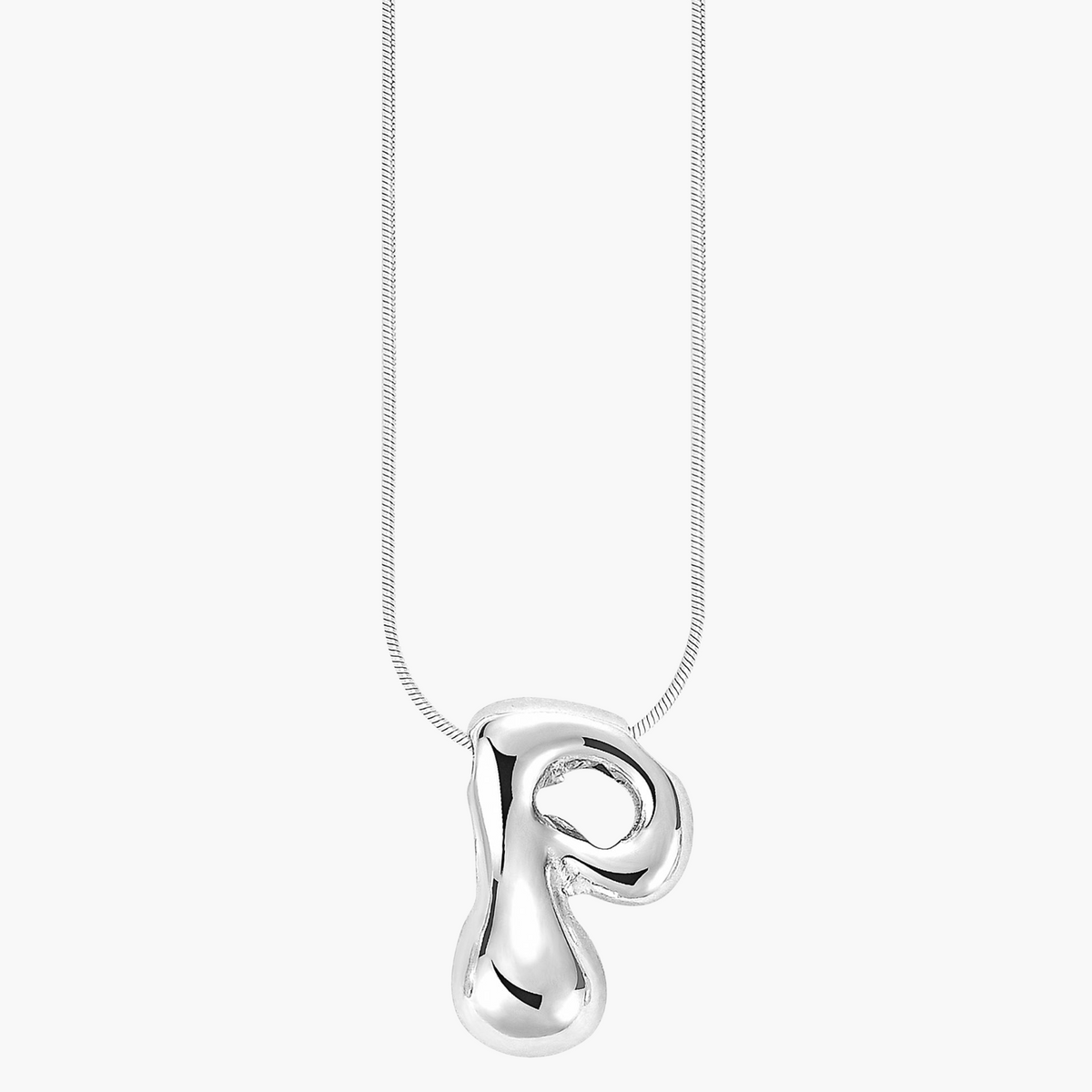 Collier initial en lettres bulles à éclat argenté